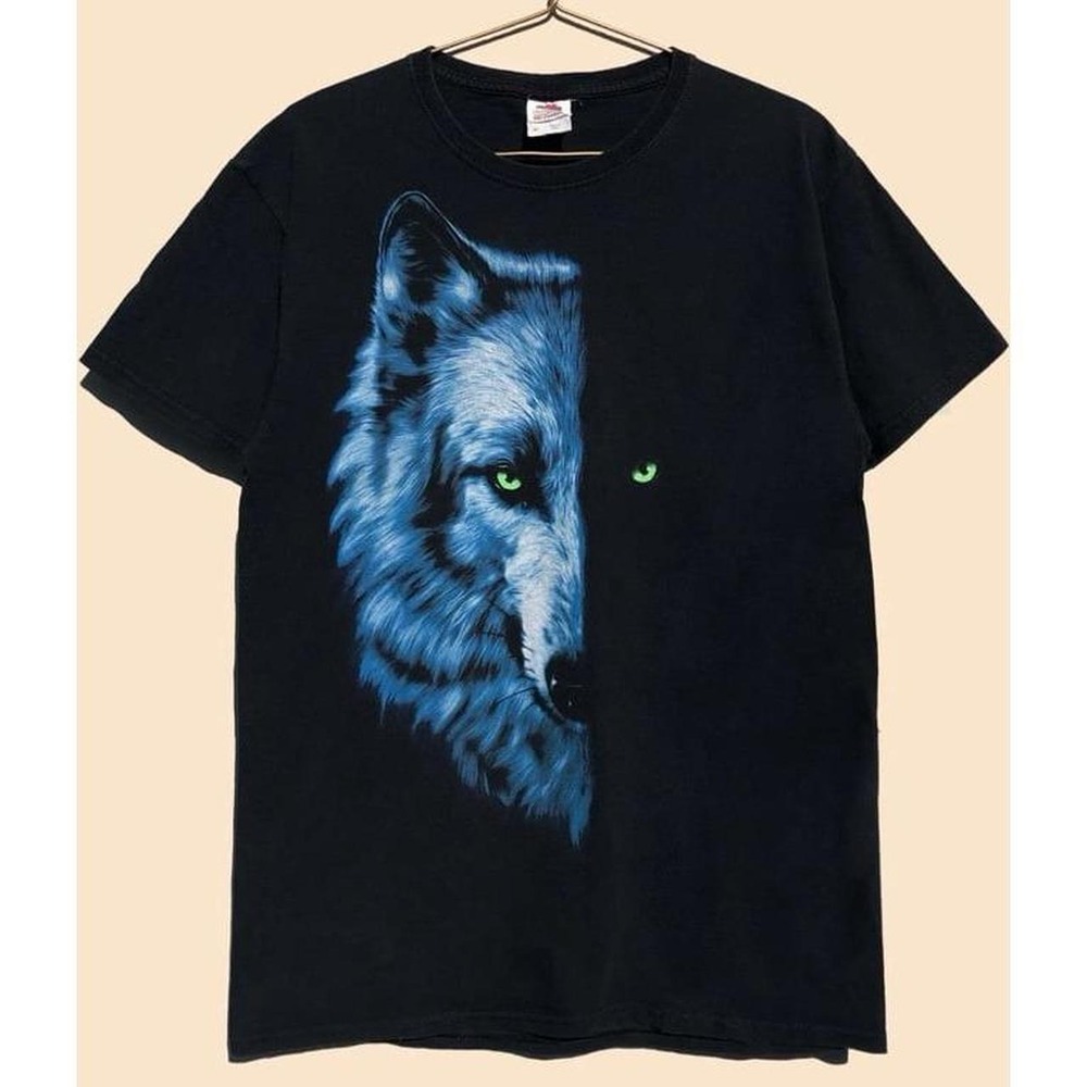 Vintage Y2K Wolf Big Print Portrait Nature Graphic Tee Size 3x